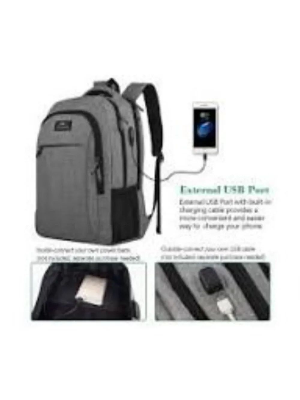 Matein Gray Anti-Theft Slim Travel Laptop Backpack - Picture 3 of 15